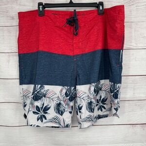 Travis Mathew Swim Trunks Board Shorts Size 40 Tropical Print Drawstring Closure